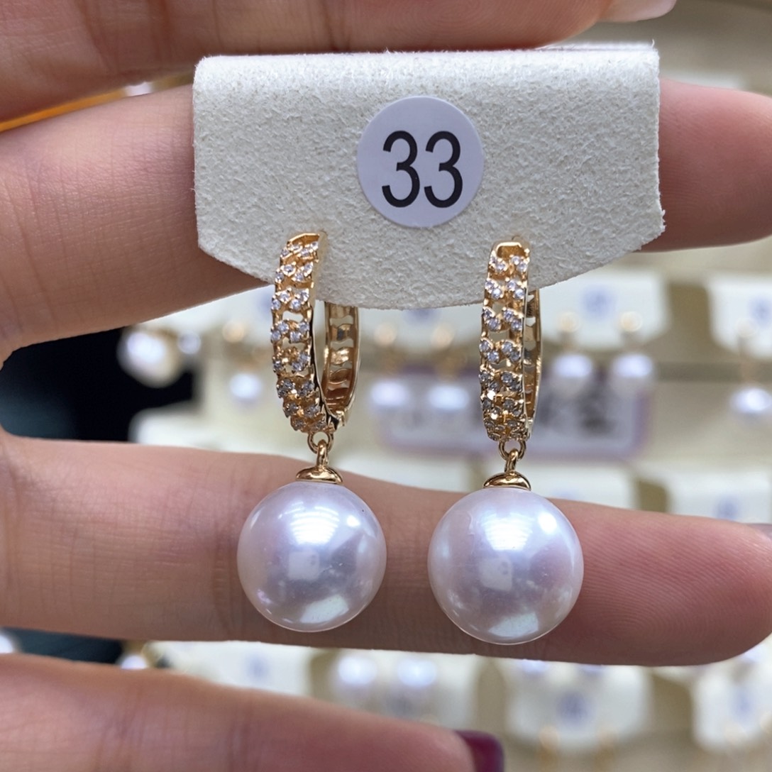 淡水珍珠耳饰银S925镶嵌