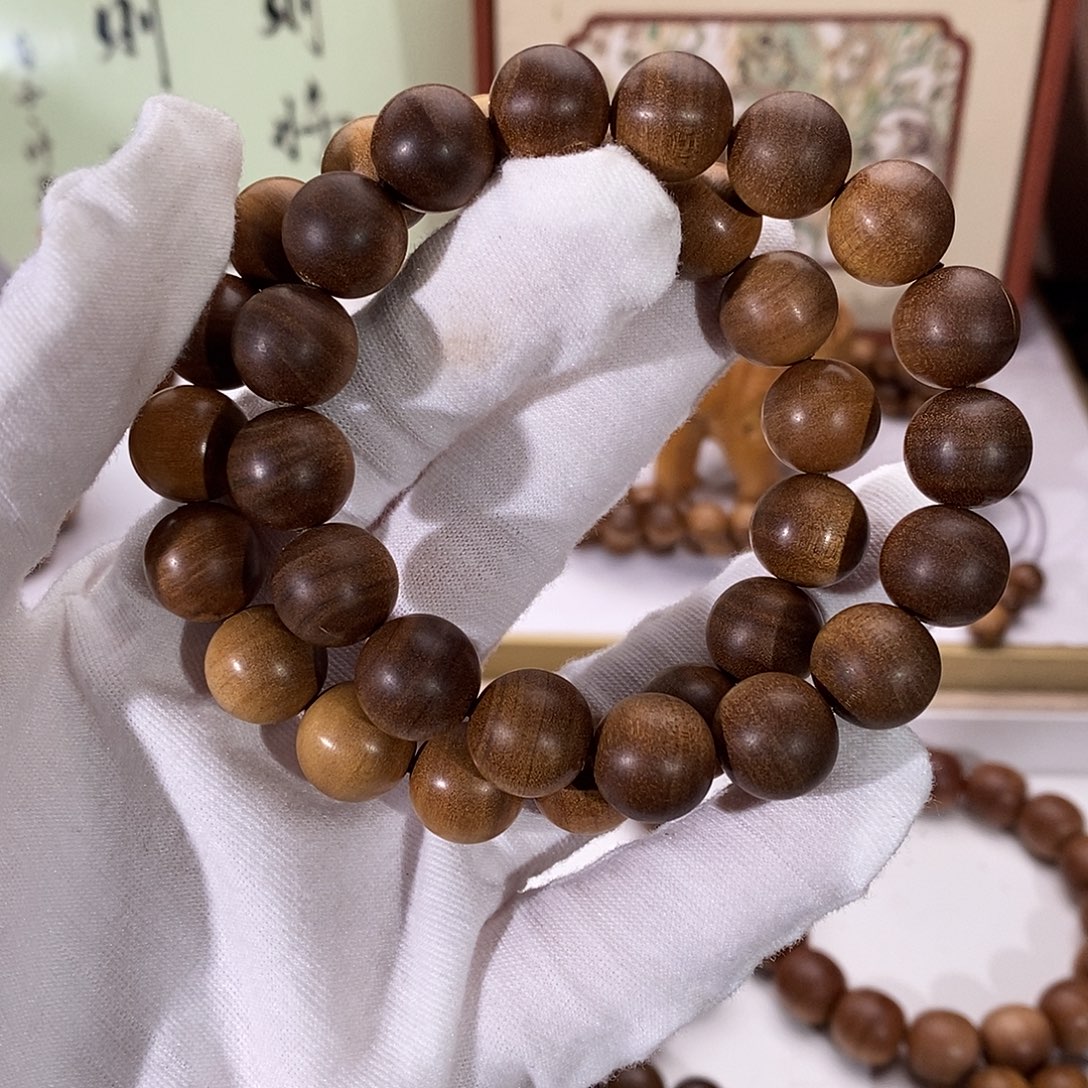 善***出手串/手链檀香木横纹黑肉12微微瑕