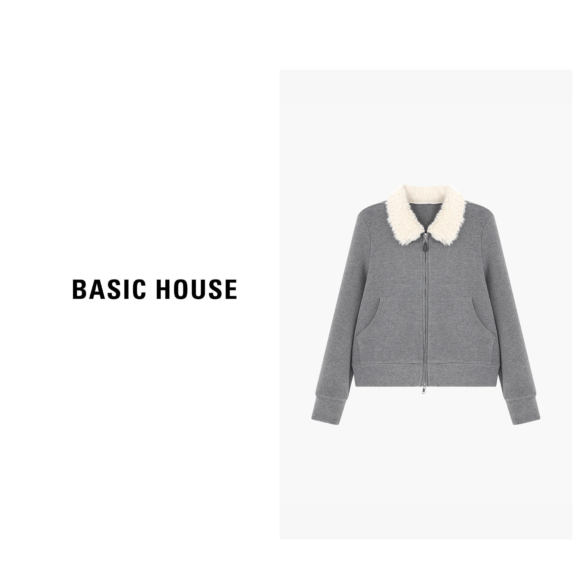 Basic House/百家好小香风长袖针织短款时尚休闲外套-B0625B5SFA2