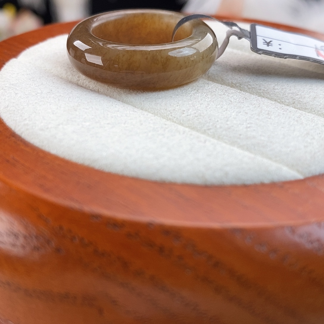 和田玉（糖玉）未镶嵌戒指r47金桔糖渐变甜甜圈18.3