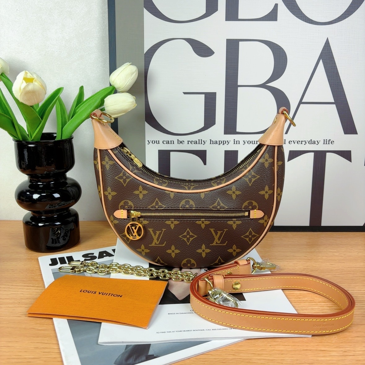 99新 LouisVuitton/路易威登 月亮包 芯片款 肩包