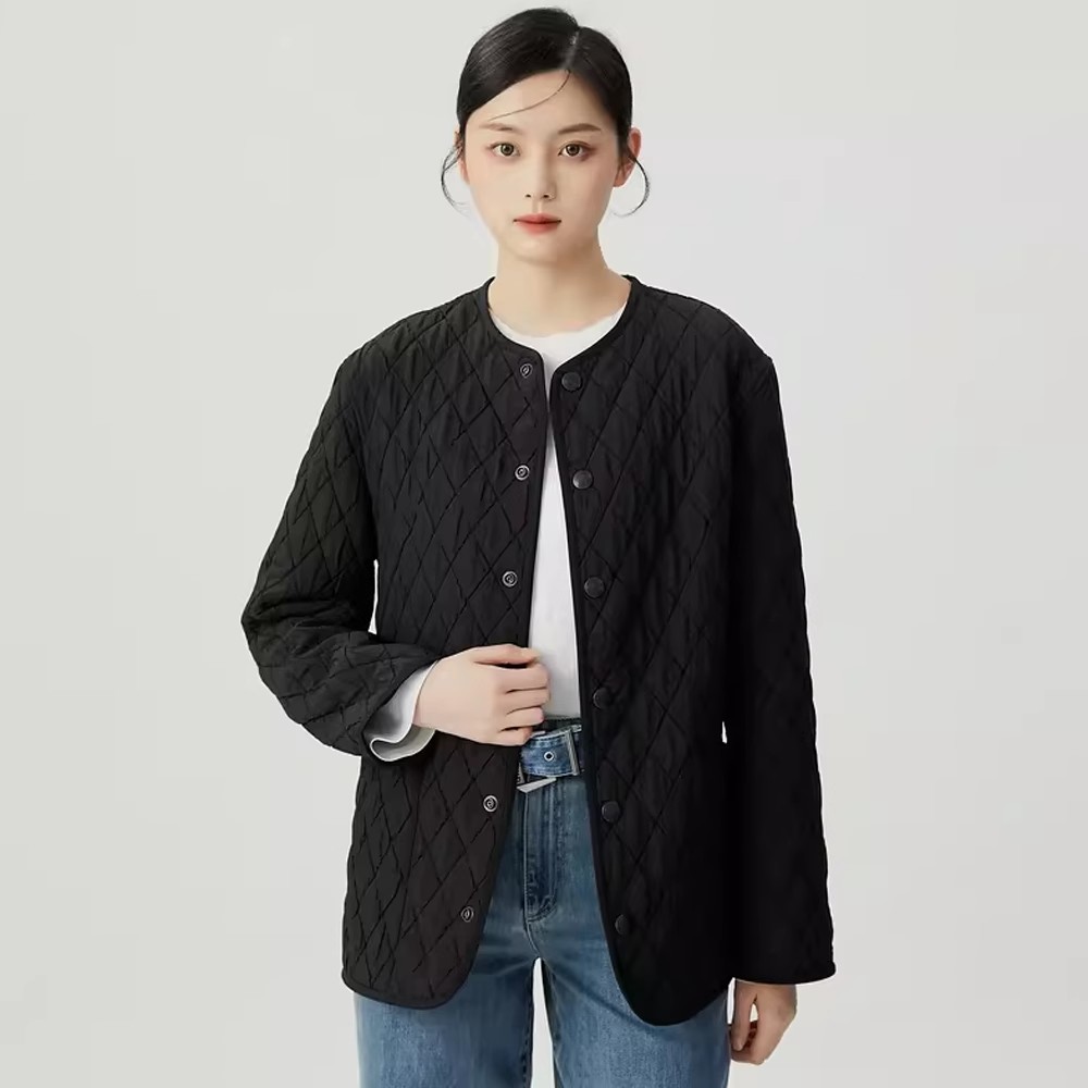【商场同款】秋冬新款新雪丽菱形棉服时尚百搭复古保暖外套1400742