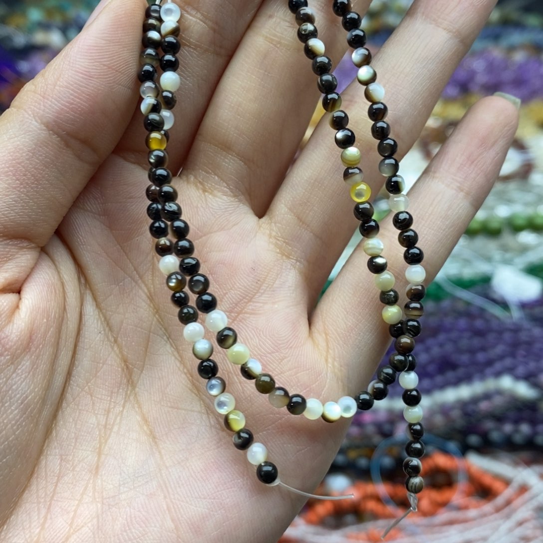未镶嵌玛瑙/玉髓珠宝半成品一条纯天然黑蝶贝圆柱3mm