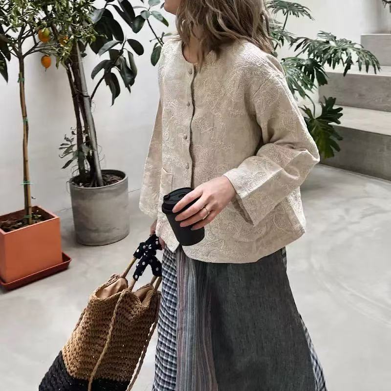 88118重工刺绣汉麻提花棉服/马甲