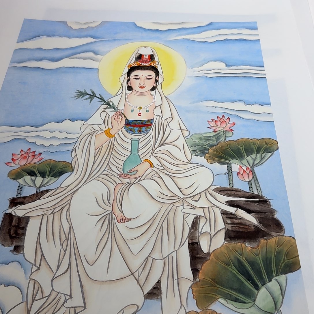 半***缘国画观音一副带装裱