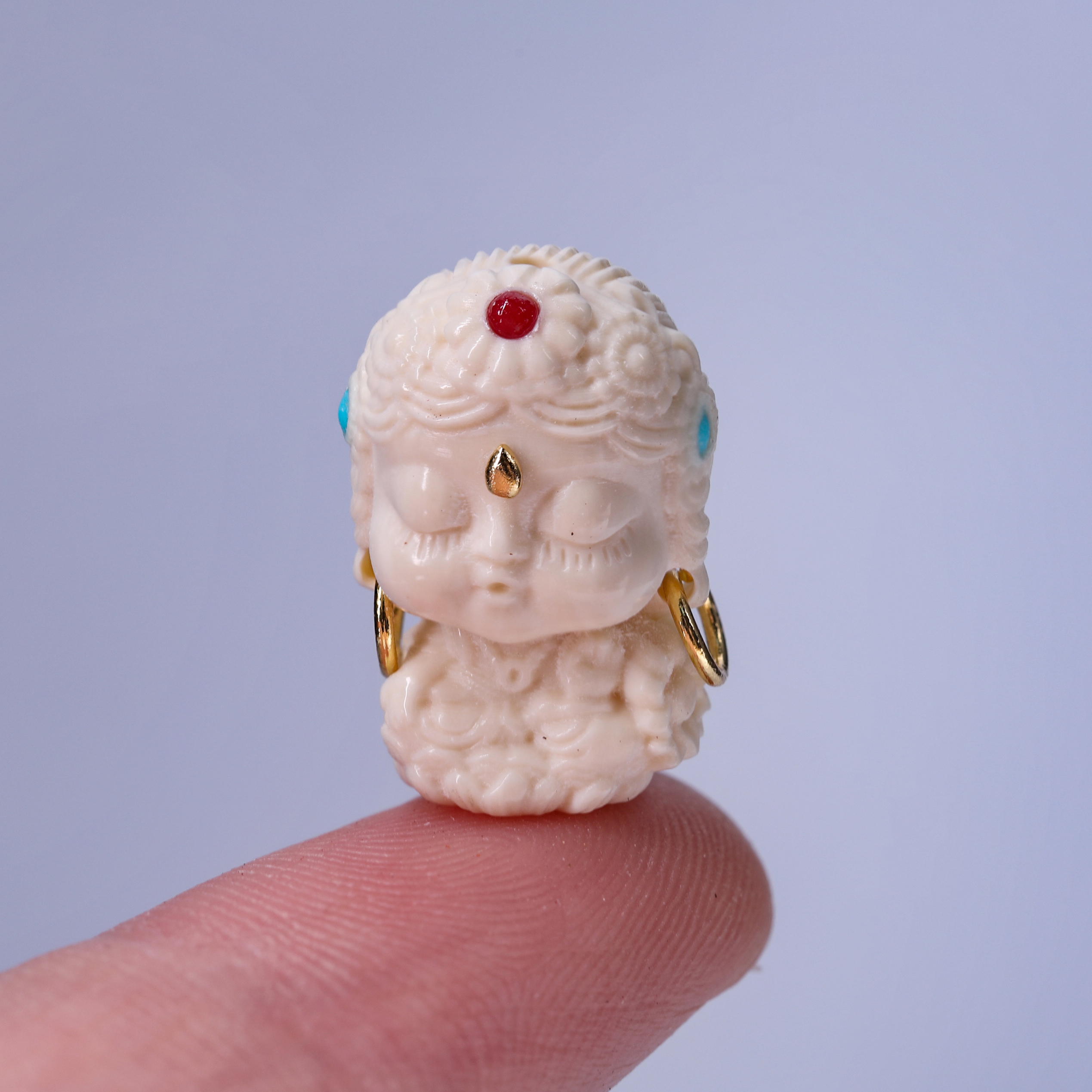 A185-O天然猛犸牙 度母观音 上下孔约13X21mm 支持鉴定 假一罚四