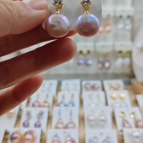 淡水珍珠耳饰银S925镶嵌