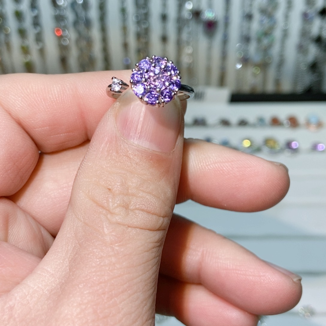 绿水晶戒指银S925镶嵌