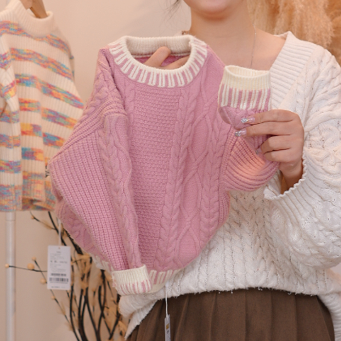 Snoopy/史努比女童毛衣加厚撞色套头新款时髦女孩加厚针织衫童装