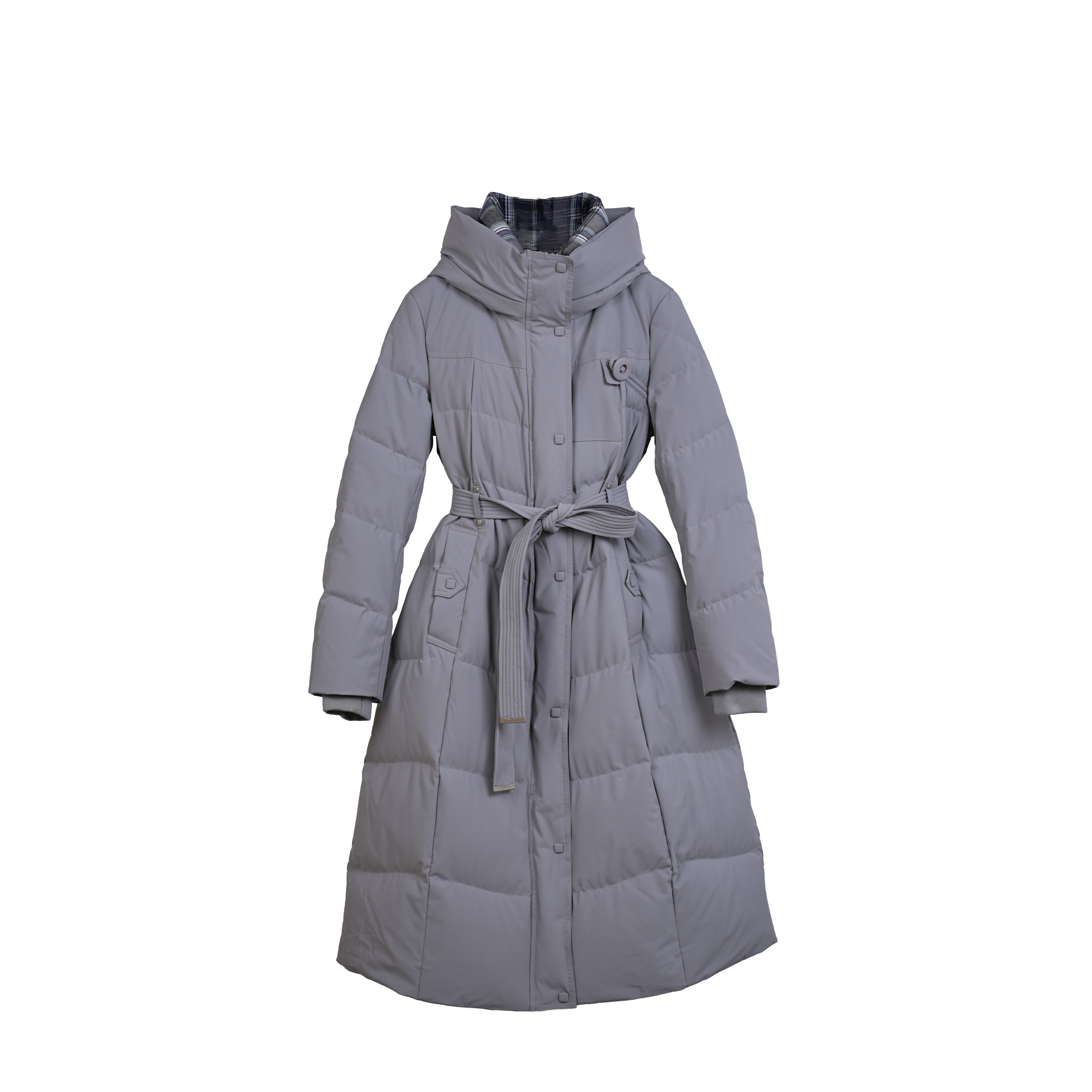 【丽公主】长款收腰拼格子羽绒服TDYH2655