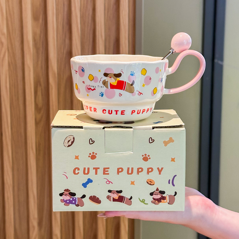 超好看的杯子可爱腊肠小狗陶瓷马克杯送女生生日礼物儿童实用礼盒