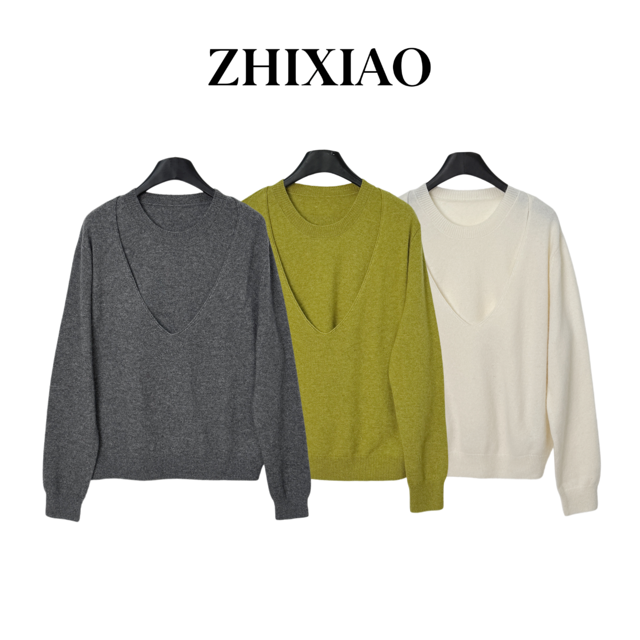 【ZHIXIAO】秋冬新款：假两件针织毛衣TR1140