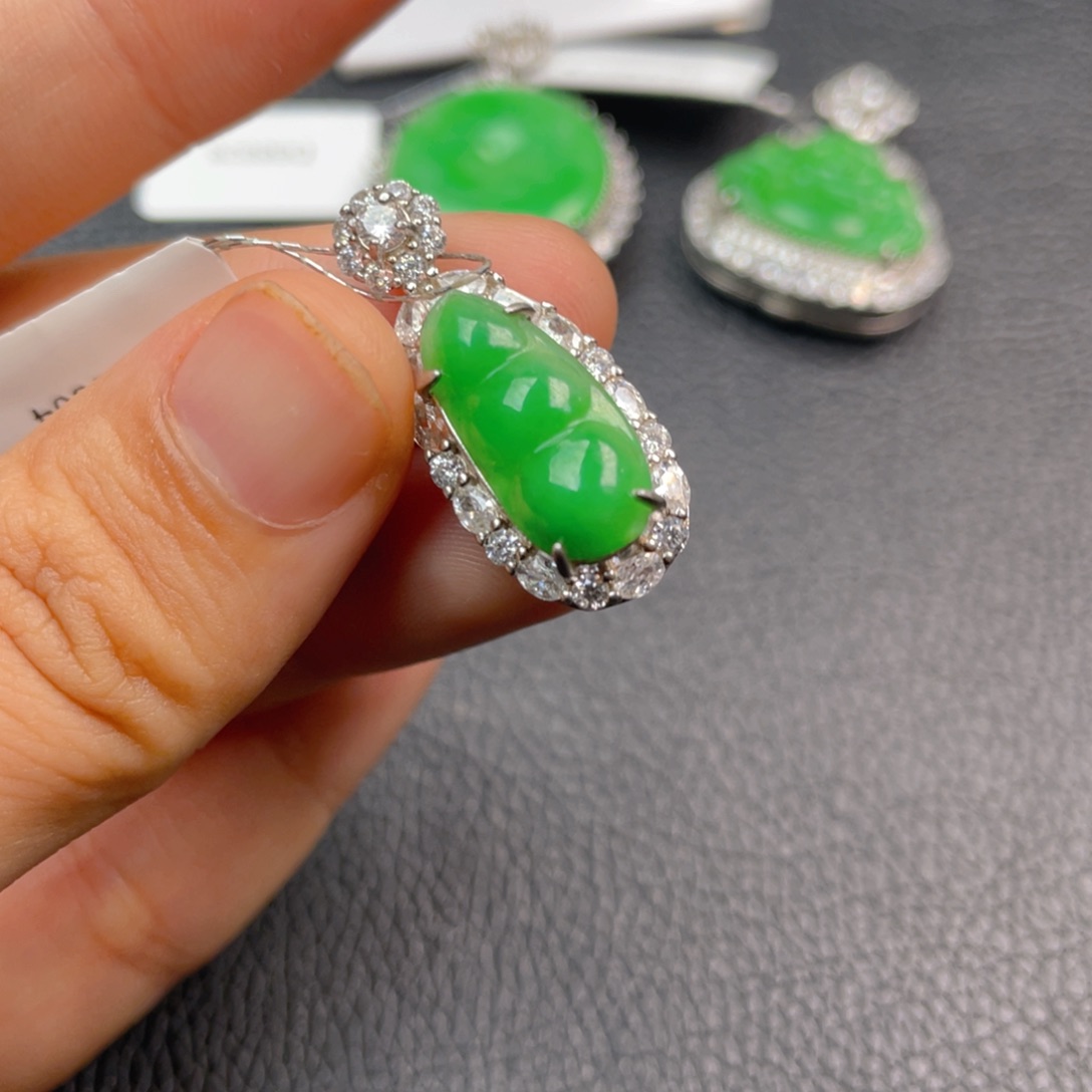 翡翠吊坠(不含链)银S925镶嵌