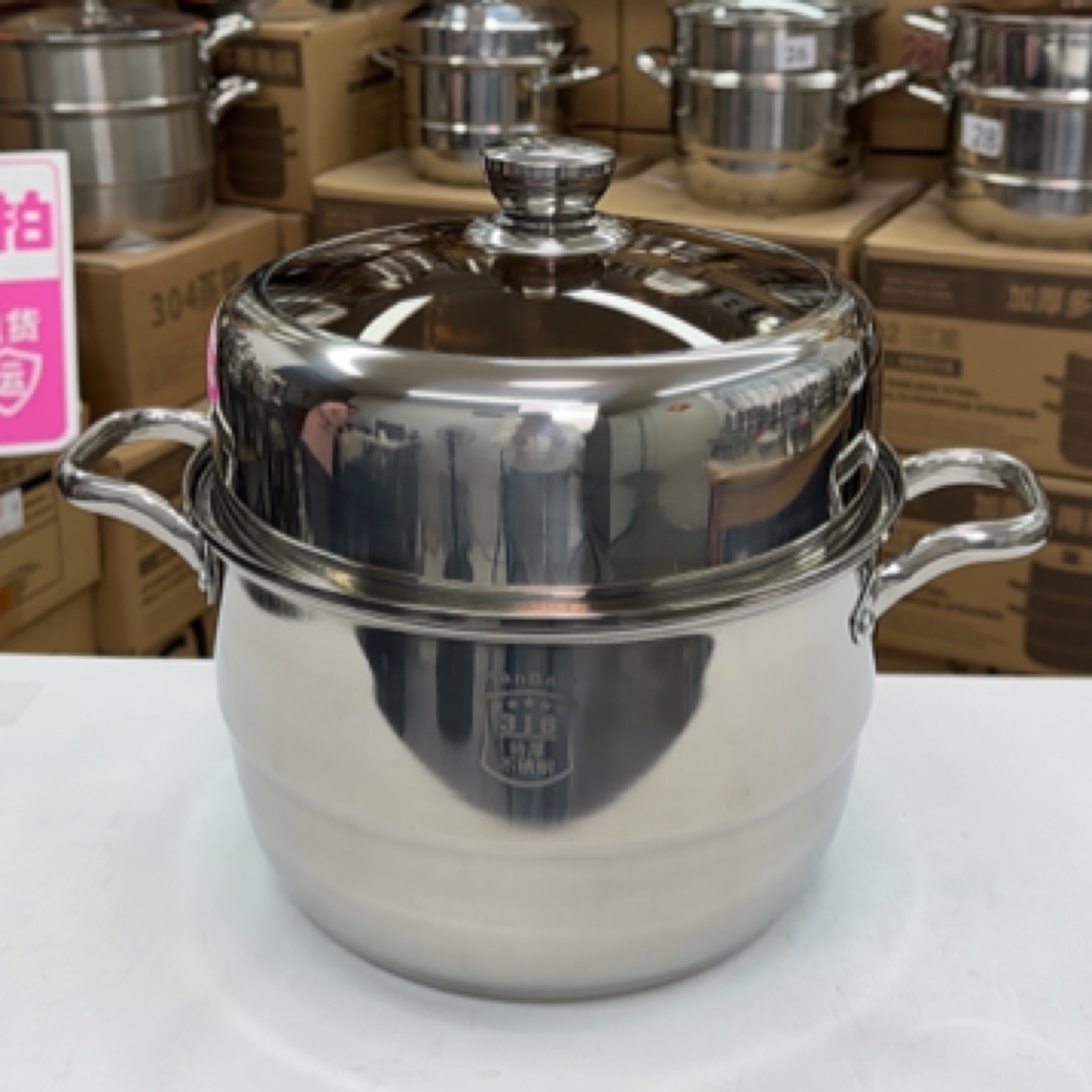 28CM特厚316双层不锈钢蒸锅家用商用熬粥蒸煮一体锅
