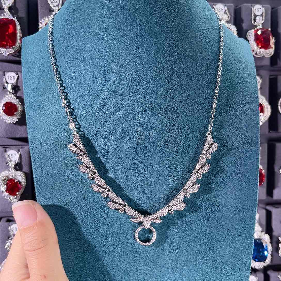 颈饰彩色蓝宝石银S925镶嵌万能链