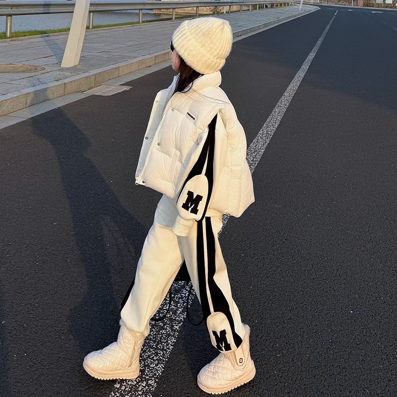 女童加绒套装2025冬季新款儿童洋气时髦中大童女孩加厚运动两件套