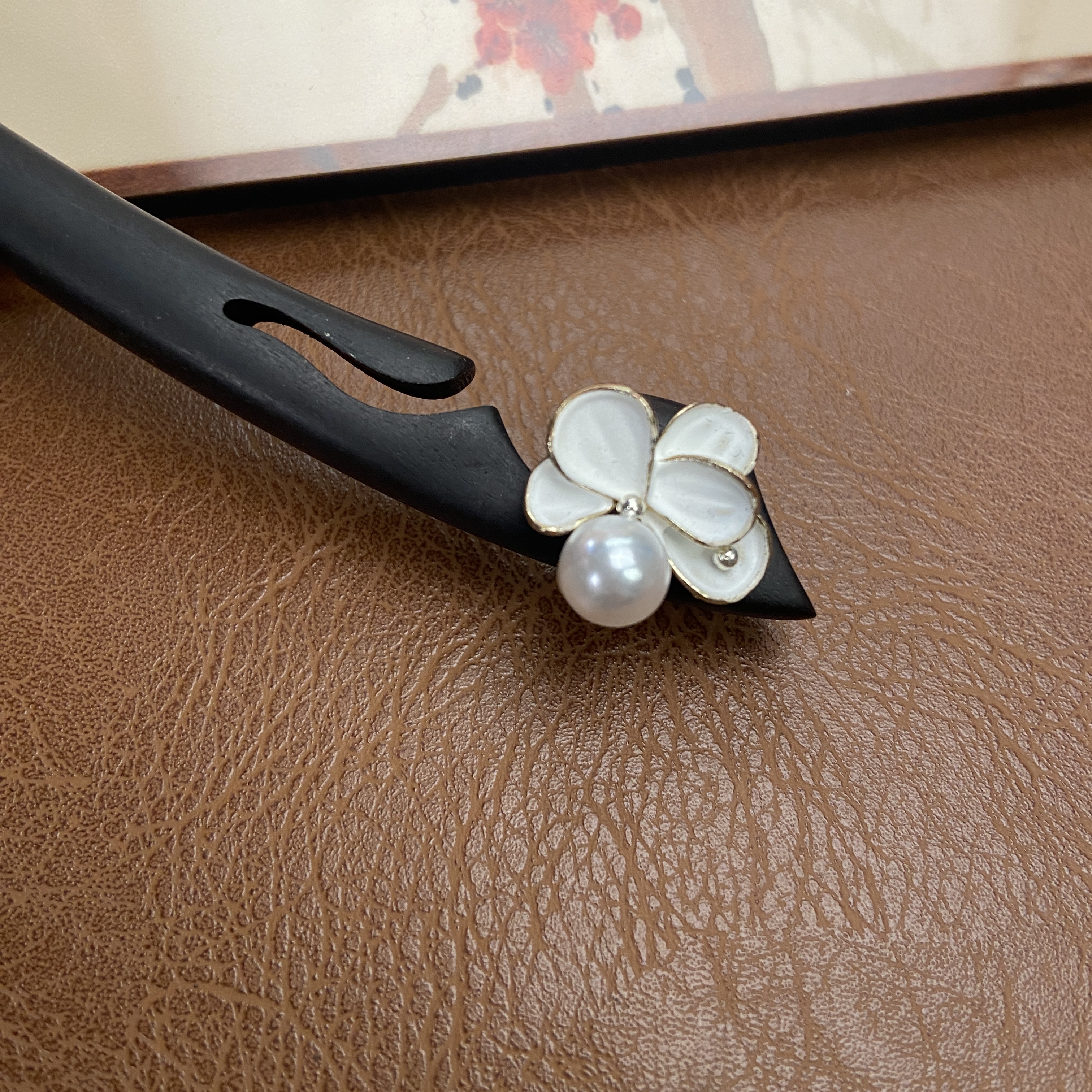 18公分-栀子花珠珠发簪