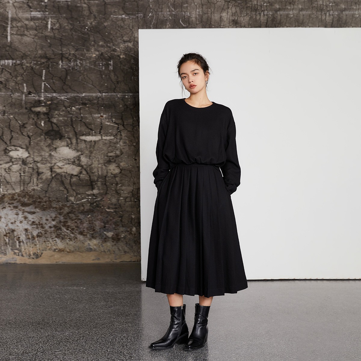 晶咕黑标系列 高支数精梳毛纱绵 毛呢连衣裙保暖轻熟显瘦服饰