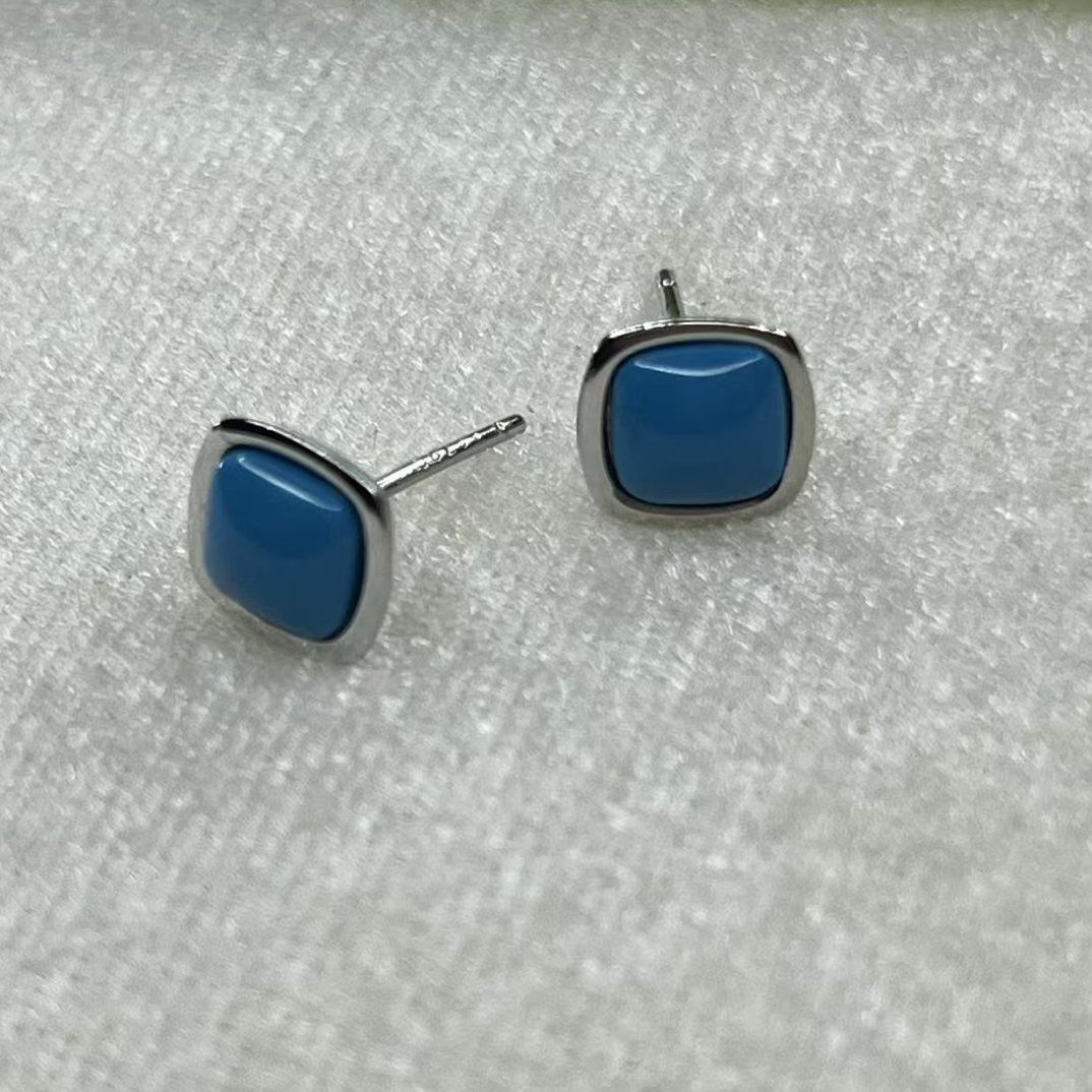 925银耳饰 耳钉复古方形简约【多样性发一对】