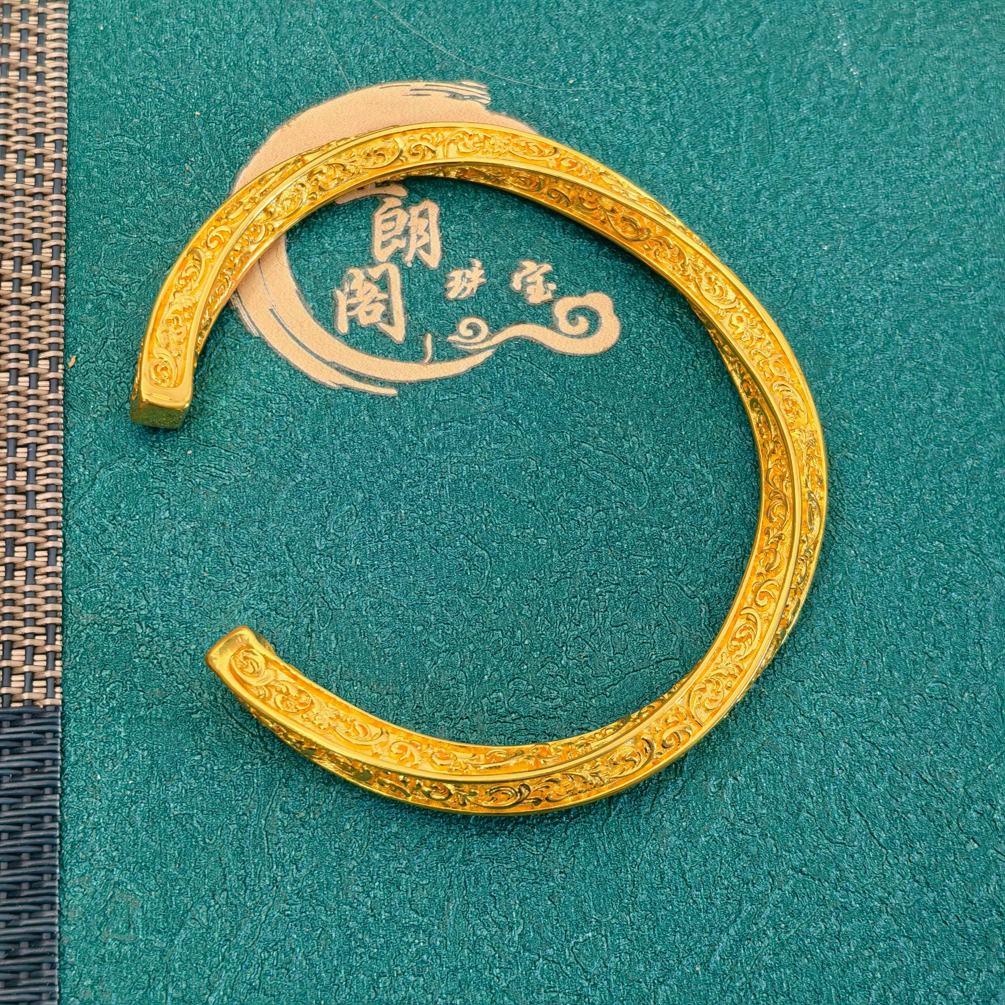 足银手镯 莫比乌斯唐草纹开口手镯cnc精工