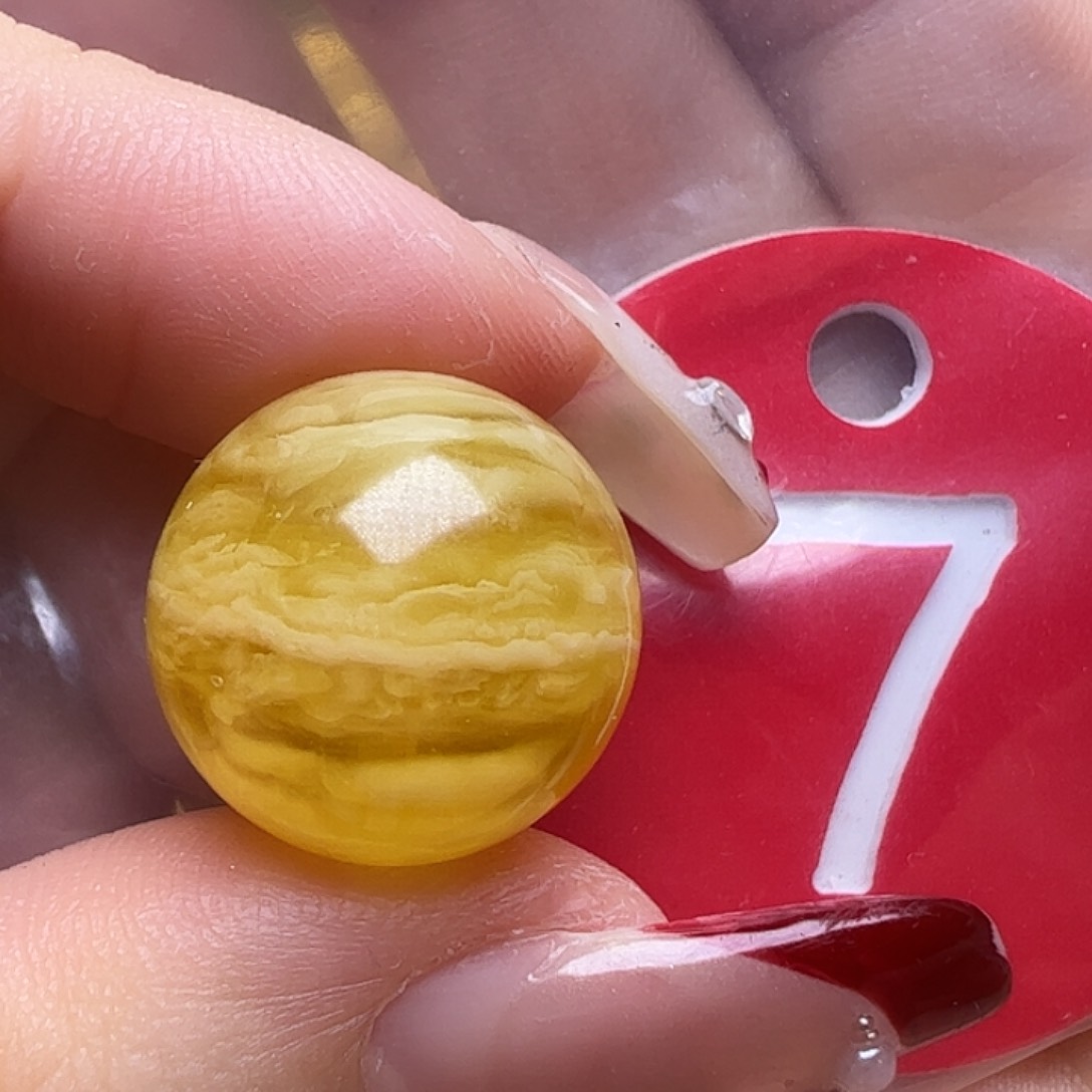 蜜蜡未镶嵌珠宝奇石16mm金瓷白虎皮圆珠