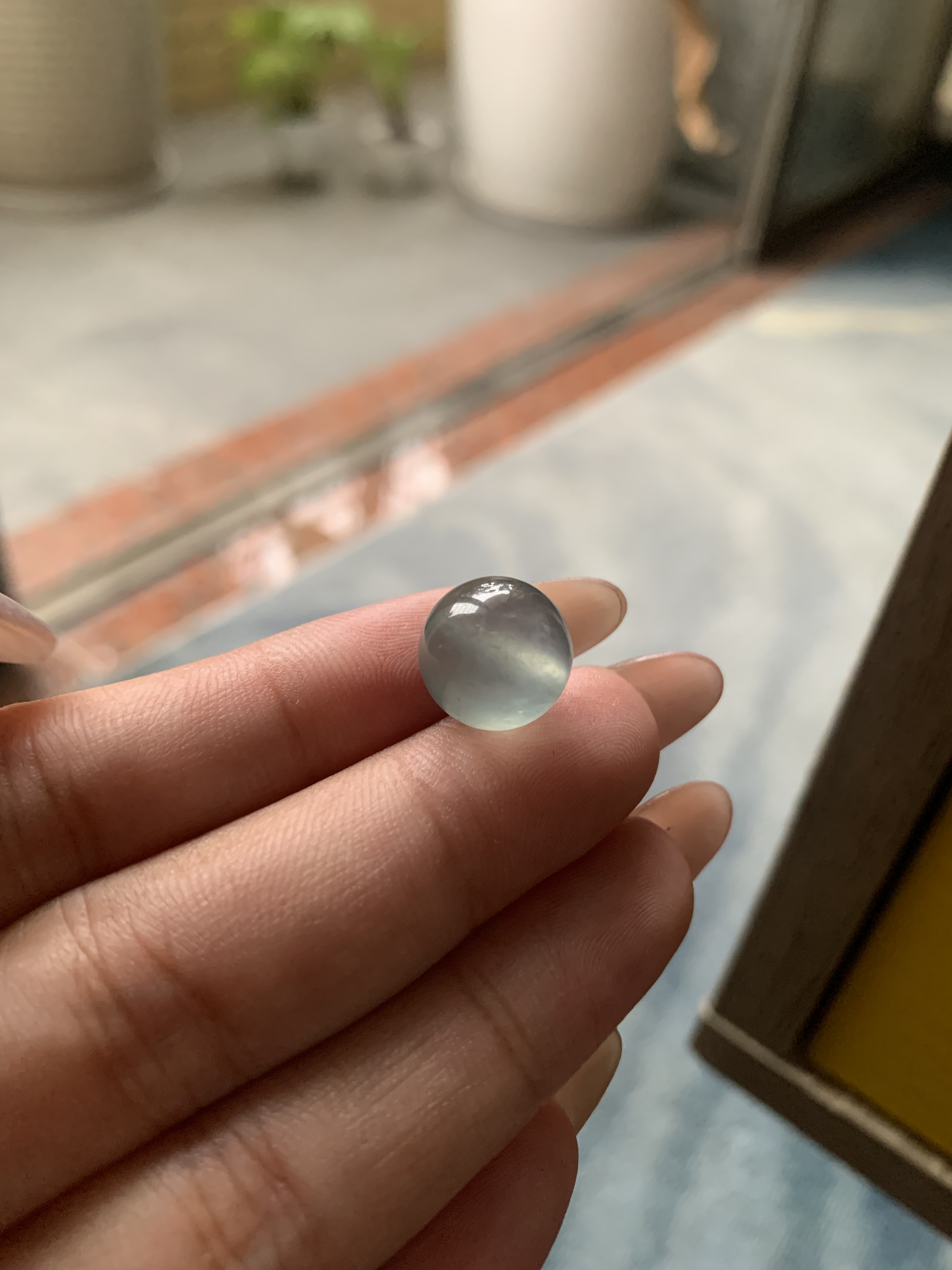 天然玉石缅甸翡翠玻璃种冰岛蓝