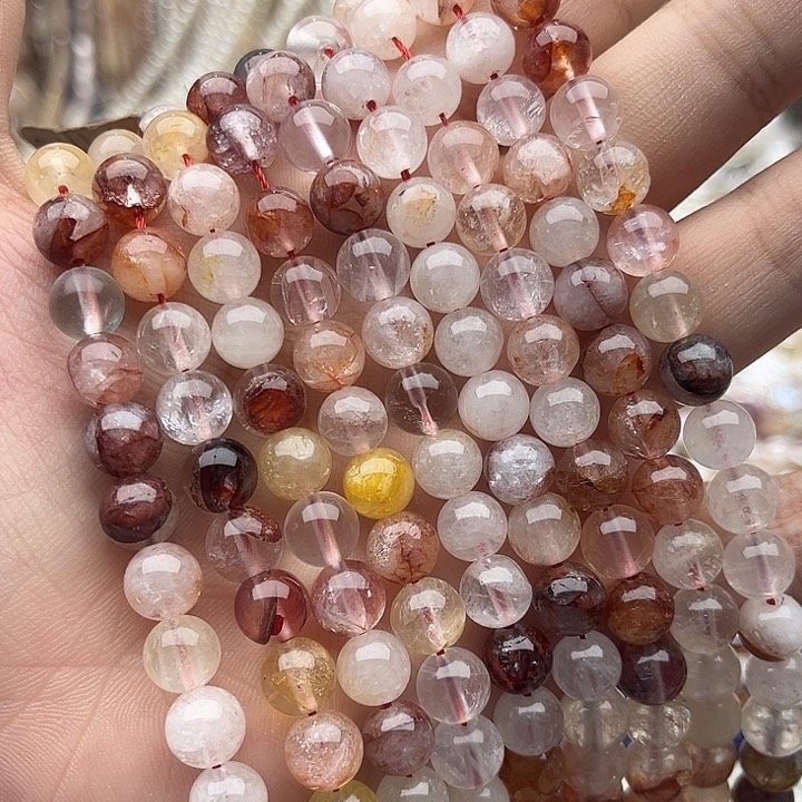 未镶嵌玛瑙/玉髓珠宝半成品一条8mm左右红胶花