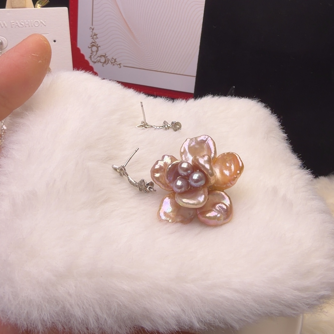 野***薇琉璃纯铜合金耳钉