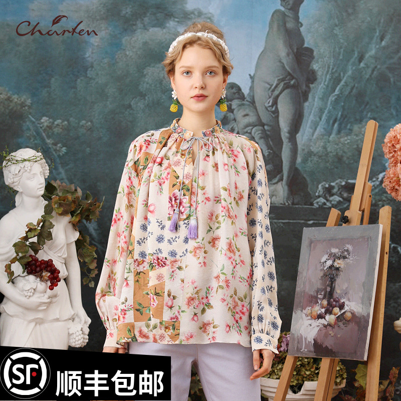 【王王精选】朝峰春秋款式衬衫CFB3B312-360T上衣碎花