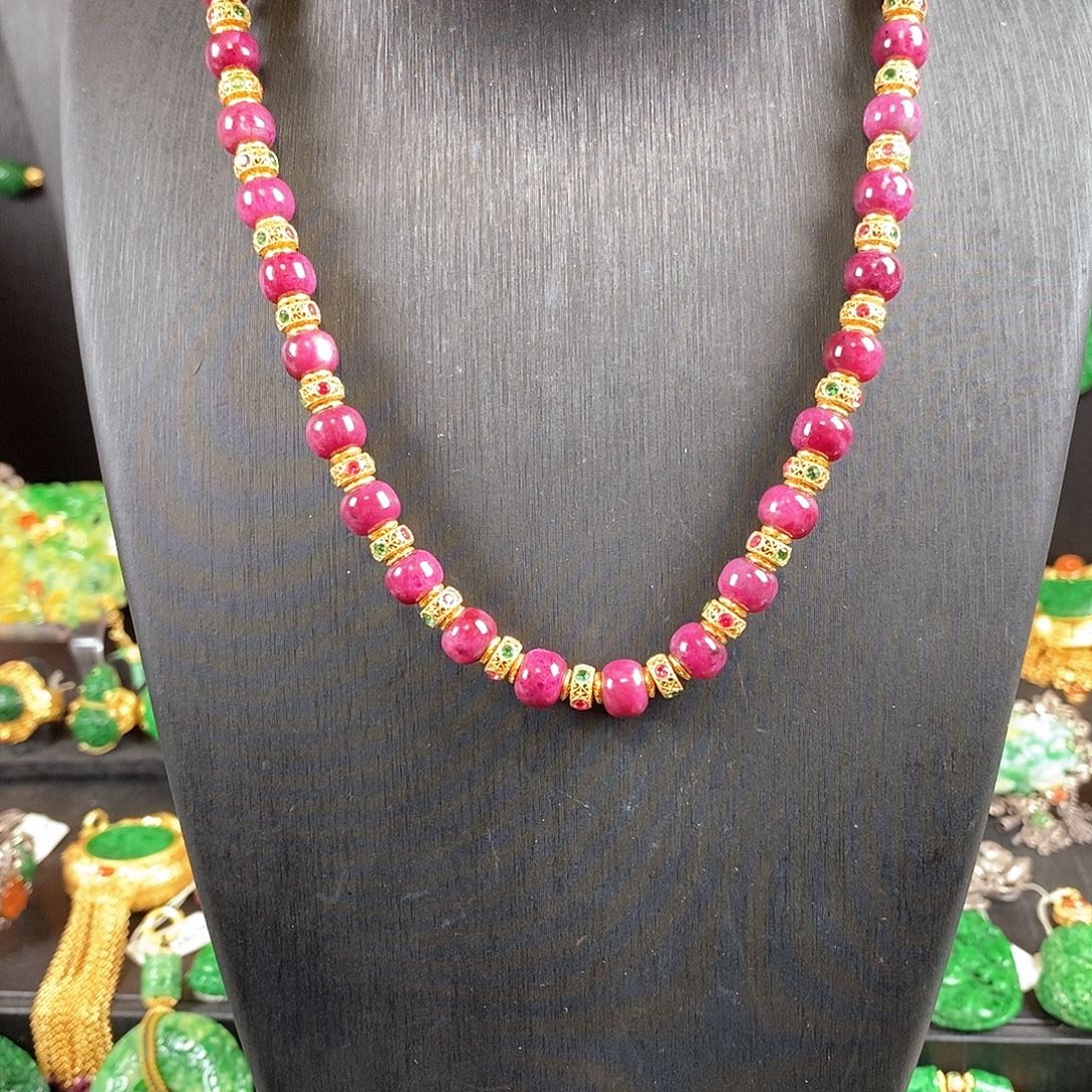 锦纶非金属红宝项链