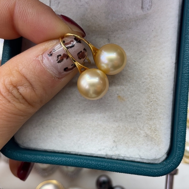 海水珍珠耳饰银S925镶嵌