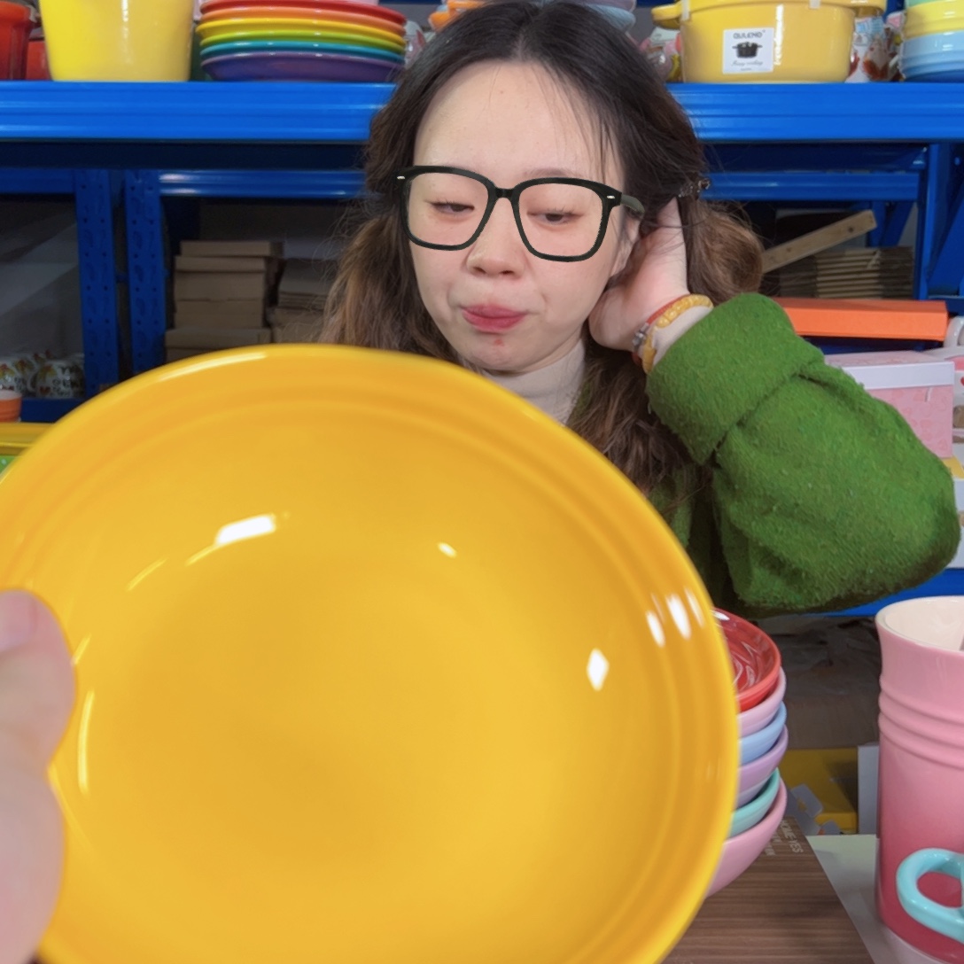 陶瓷落日黄燕麦碗