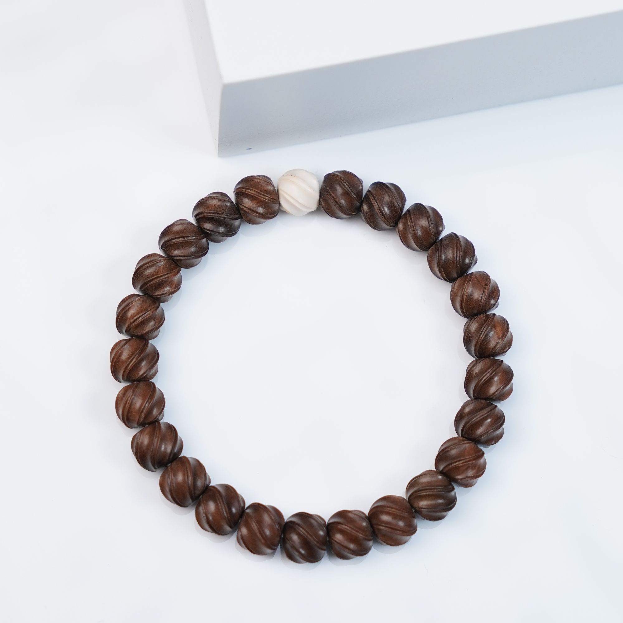 阴沉老山檀香双线立体扭珠9+mm极致归圆精工手串  男女款