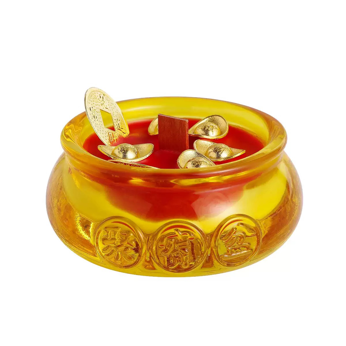 聚宝盆香薰许愿蜡烛国风八方来财高级水晶摆件