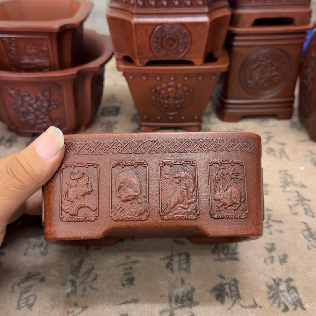 紫砂花盆13.5x9.5x5.5内经紫砂花盆