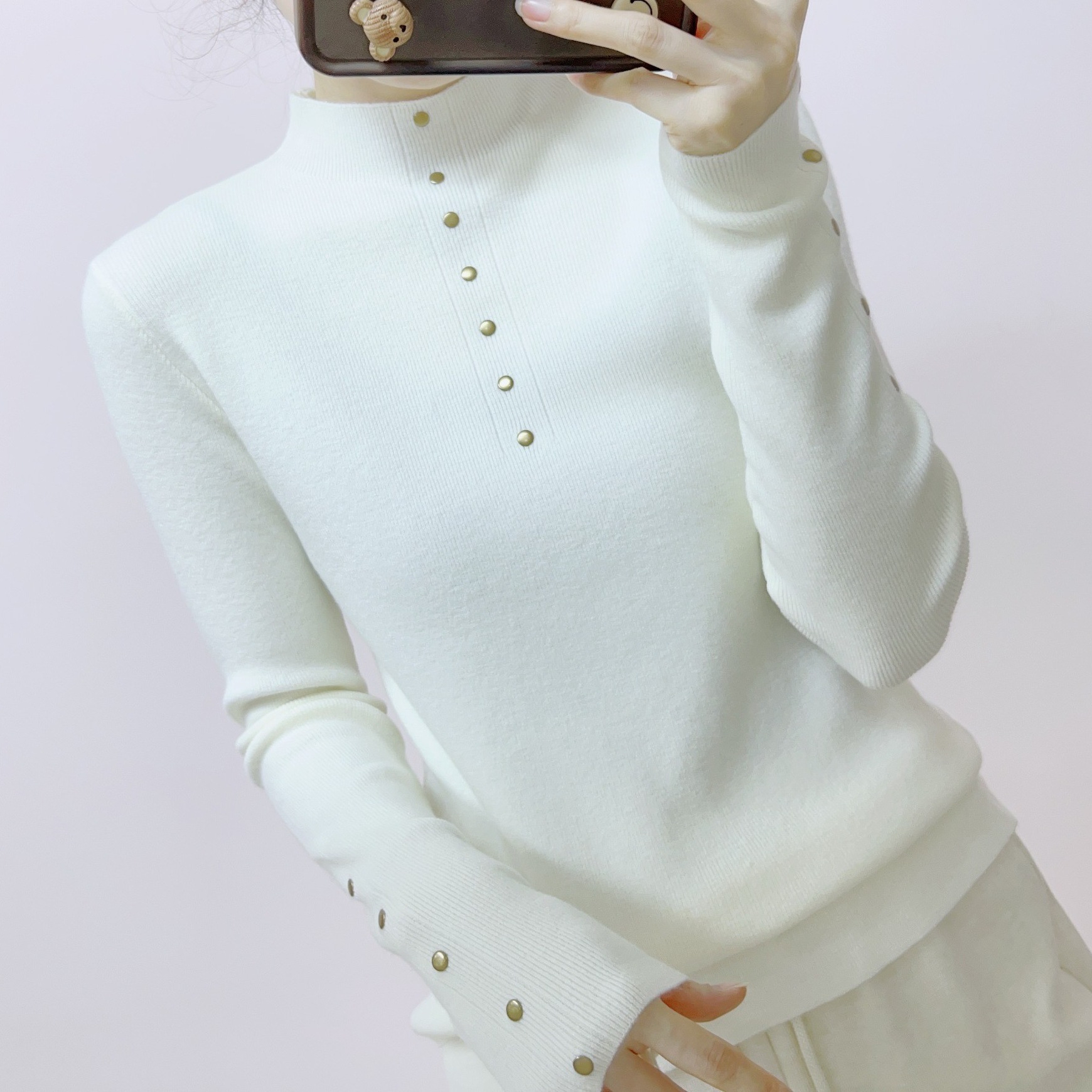 239时尚气质半高领百搭纯色套头长袖针织打底毛衣68239/GP