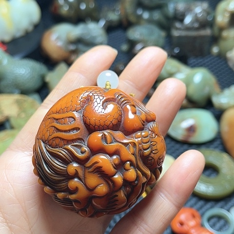 白玉菩提吊坠摆件