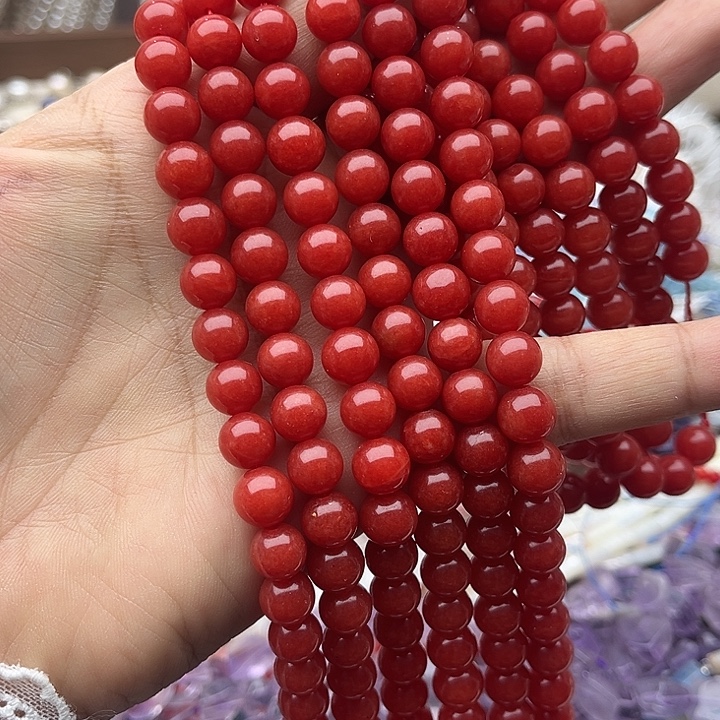 玛瑙/玉髓未镶嵌珠宝半成品一条8mm左右南红
