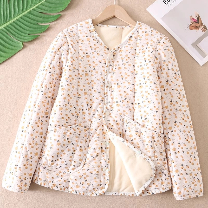 2025秋冬女士棉衣内胆碎花棉袄加绒加厚保暖丝棉服内胆女装妈妈装