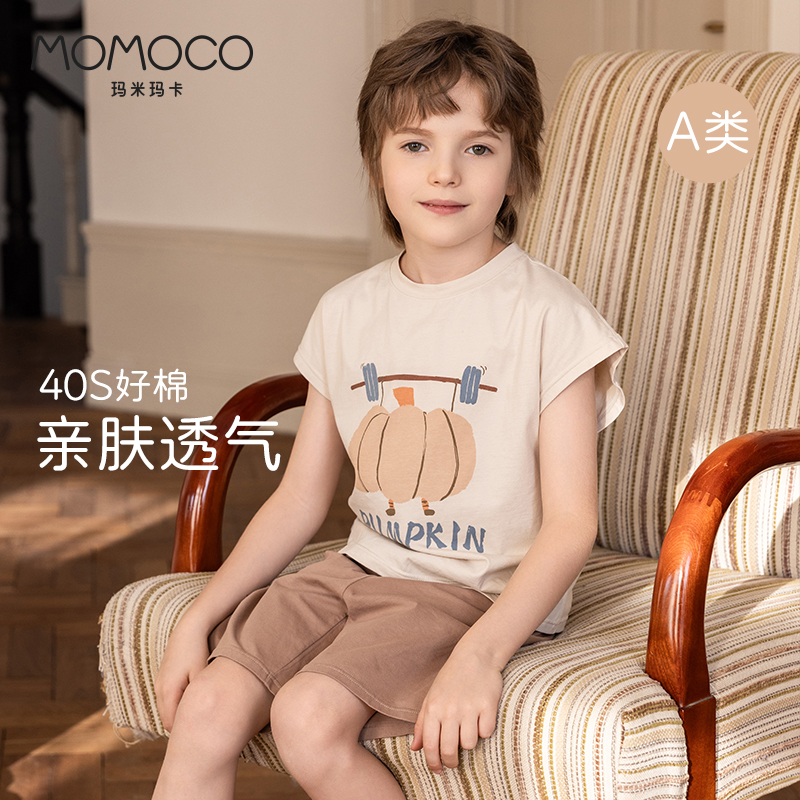 儿童家居服套装短袖夏季透气薄款无袖印花卡通