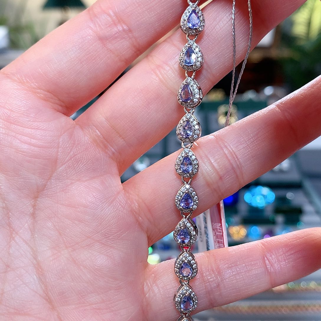 【闪购商品】坦桑石手链银S925镶嵌坦桑石手链