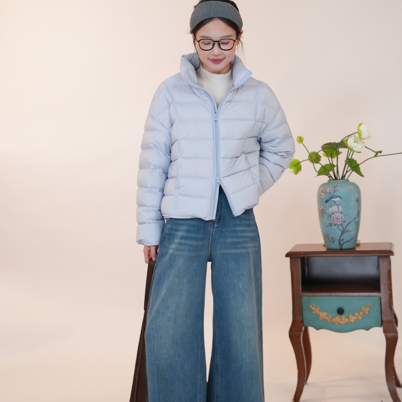 百武西“轻氧泡芙”法式文艺排骨加厚保暖面包立领羽绒服外套9155