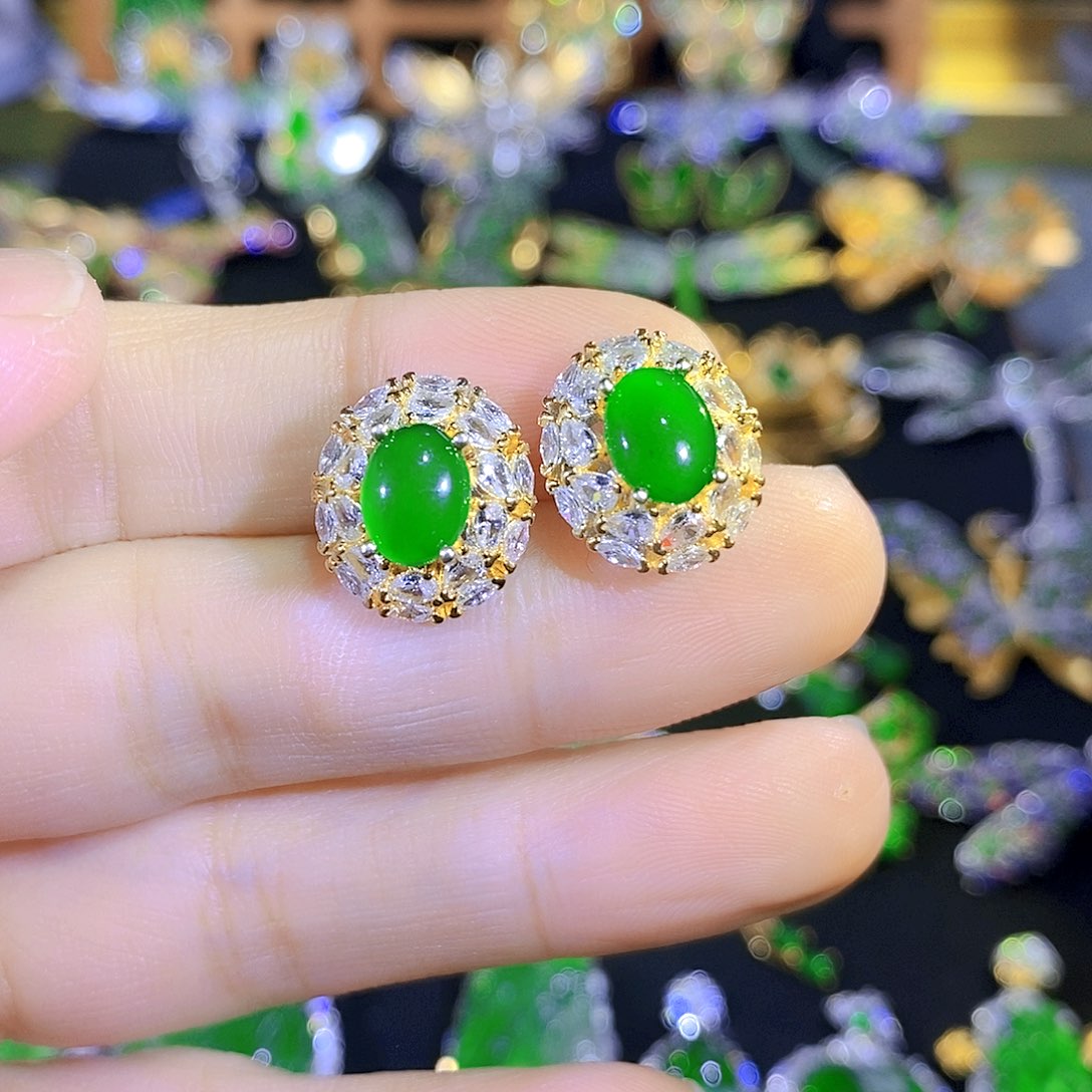 吊坠(不含链)银S925镶嵌翡翠