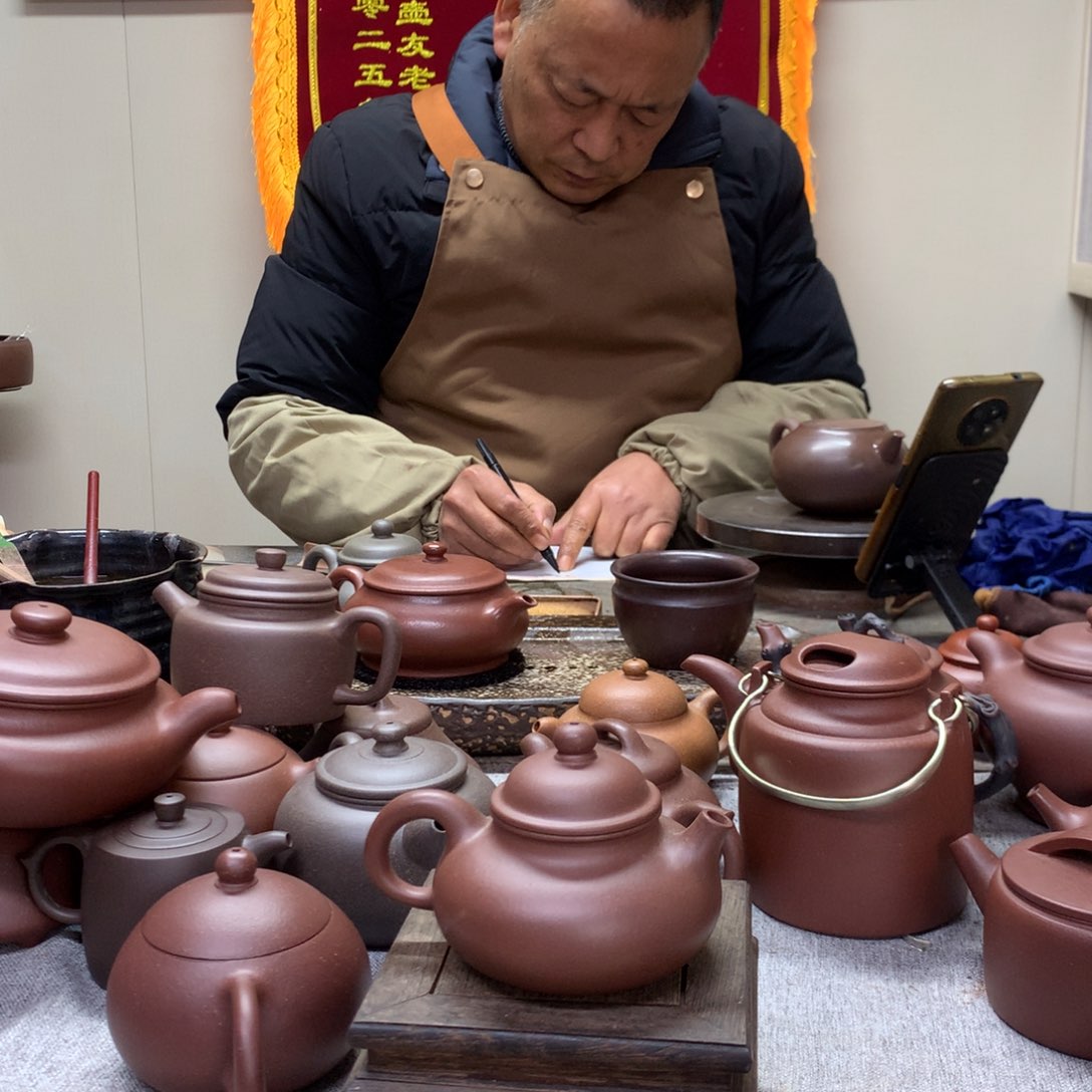 紫泥茶壶容天130c半手工制作