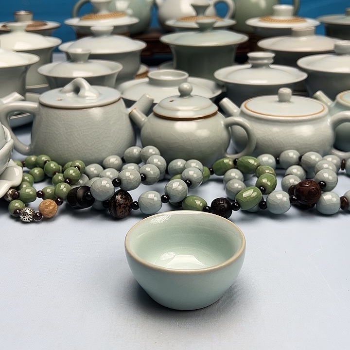 杯天青釉压手杯原矿原釉原产地