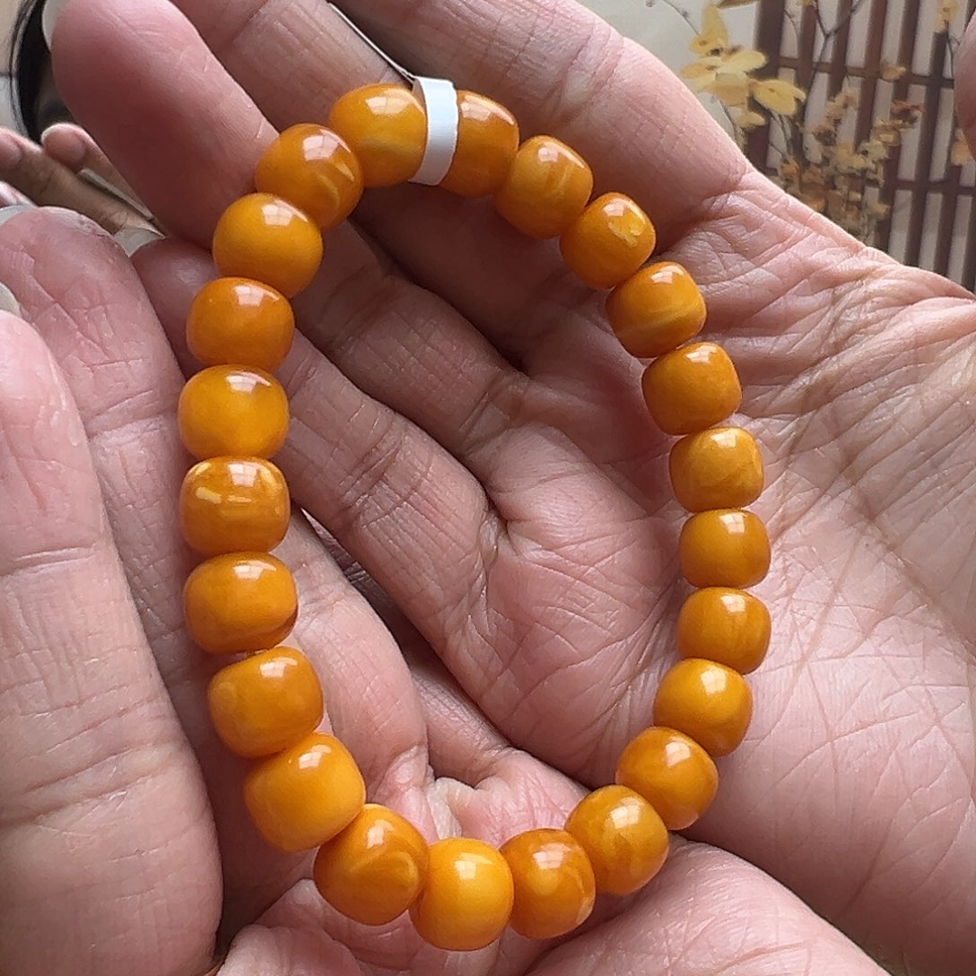 裸石蜜蜡未镶嵌橘皮手串9mm
