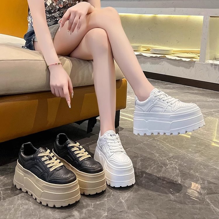 2025春季秋季小白鞋增高8CM皮面小个子增腿长轻质时尚百搭女鞋潮