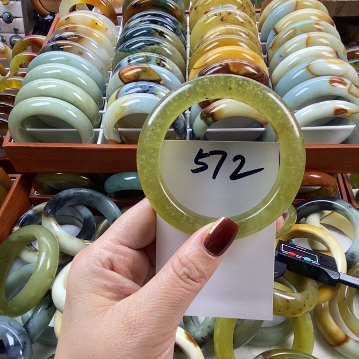 蛇纹石玉合金戒指57