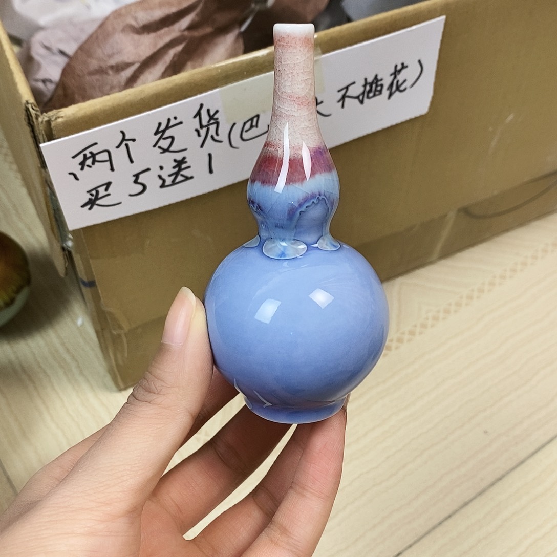 摆件巴掌大不插花景德镇高温陶瓷小花器