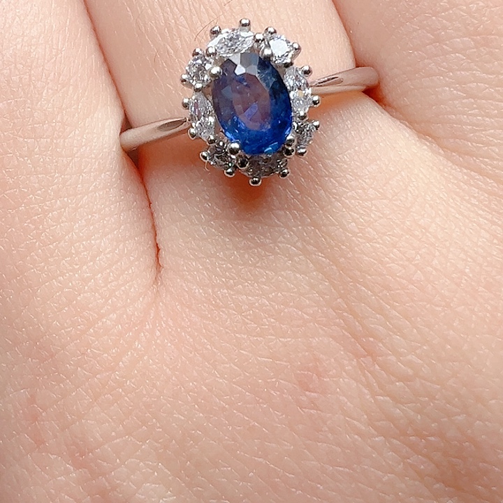 戒指银S925镶嵌蓝宝石